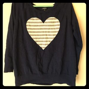Navy Blue Striped Heart Torrid Sweater
