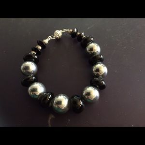 OOAK Onyx and Silver bracelet