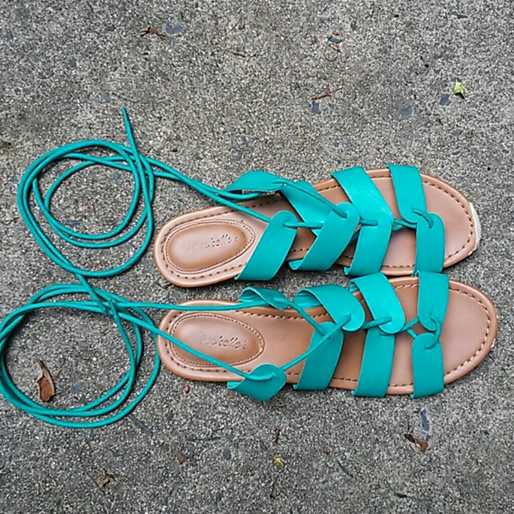 *SOLD* Teal Lace Up Gladiator Sandals