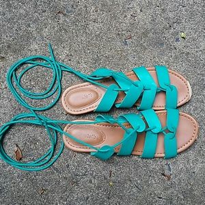 *SOLD* Teal Lace Up Gladiator Sandals