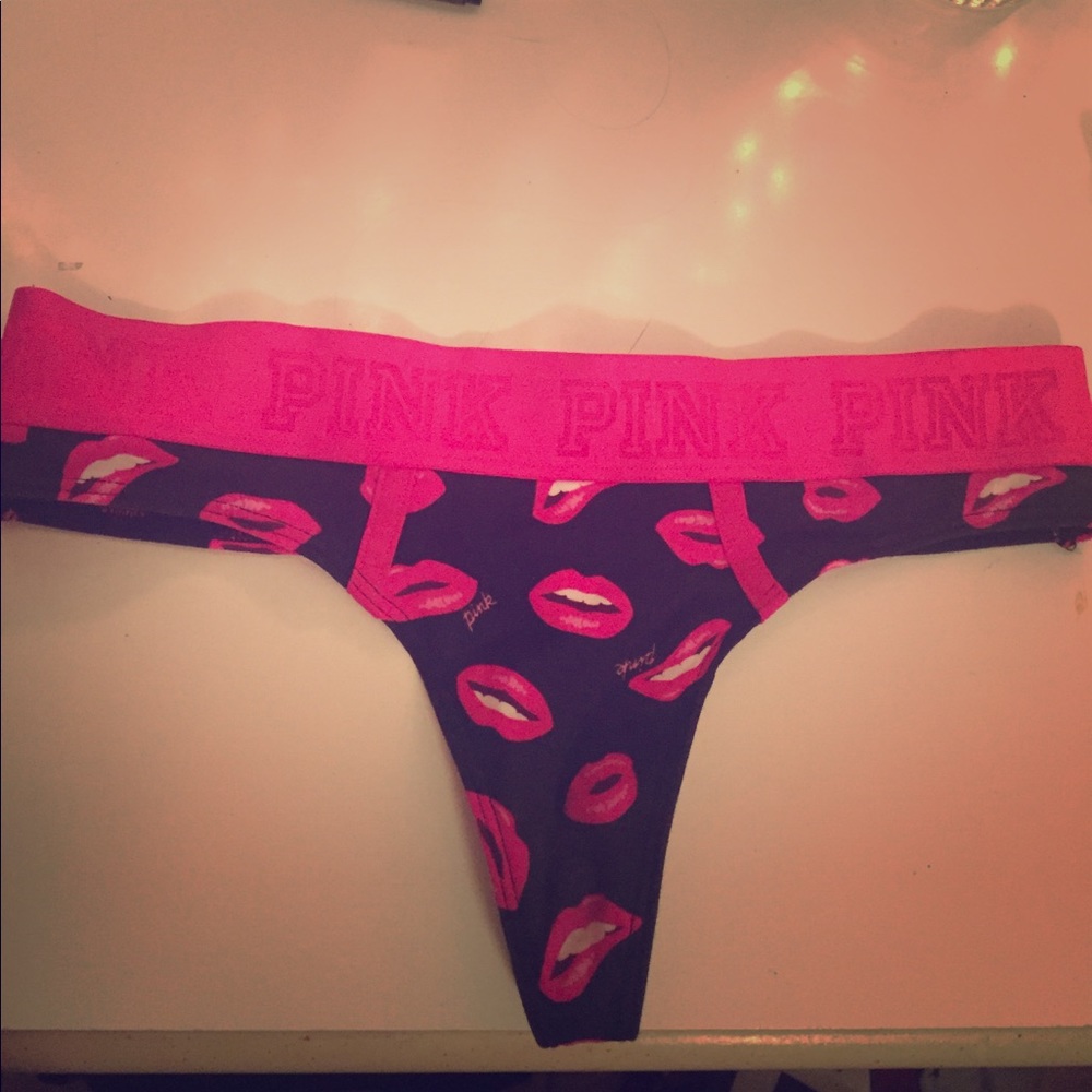 Pink Victoria secrets lips thong