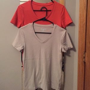 2 Eddie Bauer v neck tees