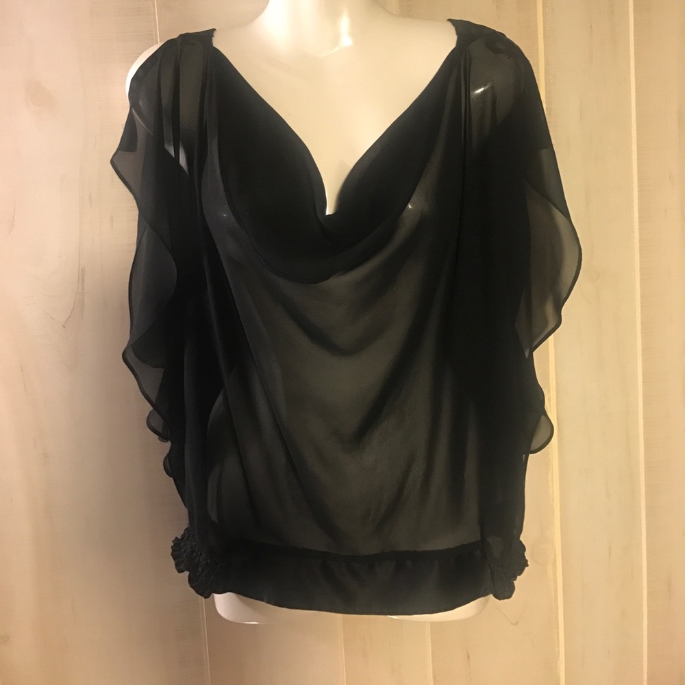 Sheer black top with flowy sleeves
