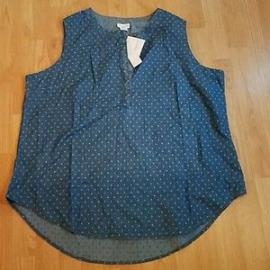 Hi-Lo Sleeveless Chambray Top
