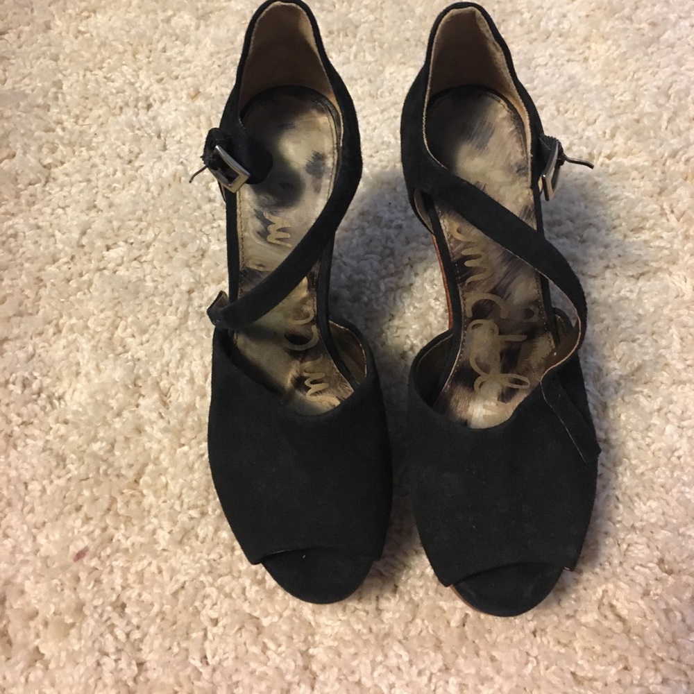 Sam Edelman black suede wedges