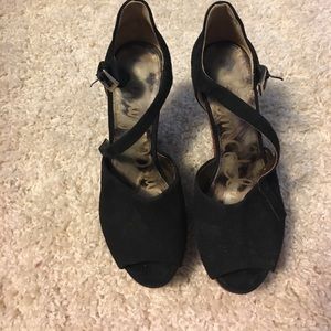 Sam Edelman black suede wedges