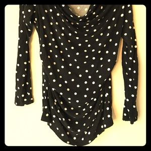 Stretchy Black and White Polka Dot Blouse