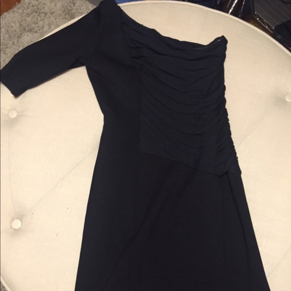 Bcbg one shoulder black dress