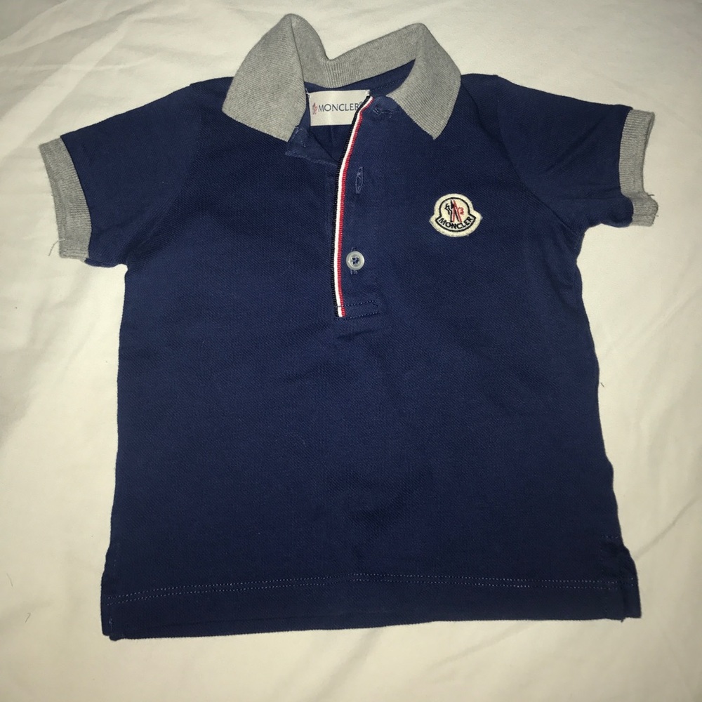Moncler blue polo shirt 9/12M -worn once
