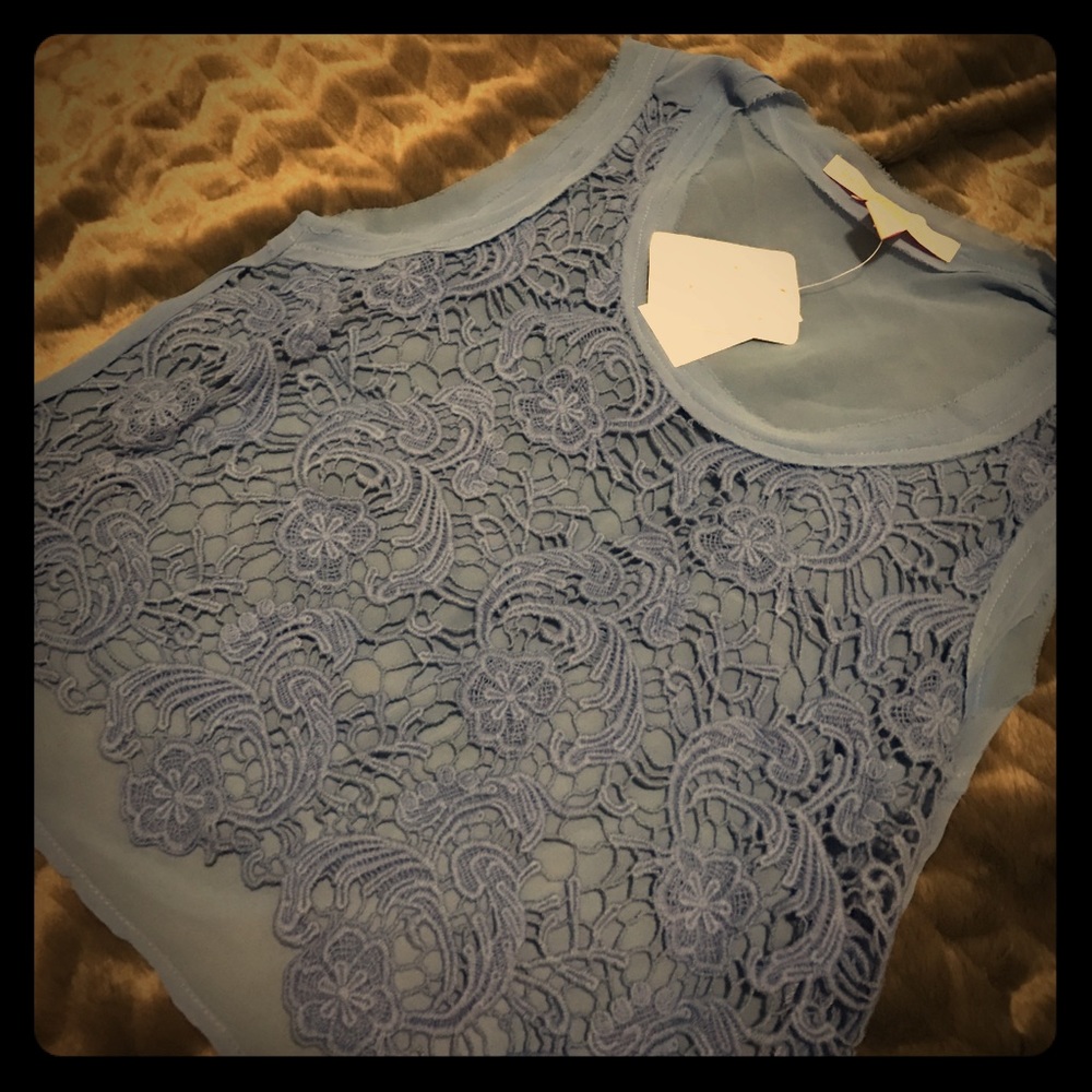 NEW with tags - lacy, baby blue tank!