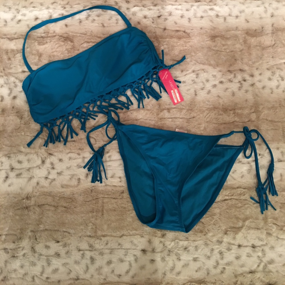 NWT! Aqua fringe bikini!