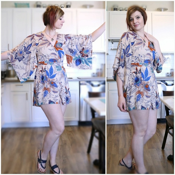 Floral Kimono Romper - Picture 3 of 5