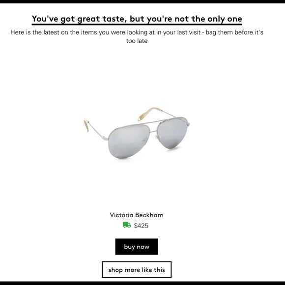 VICTORIA BECKHAM SILVER AVIATOR MIRROR SUNGLASSES main image 4