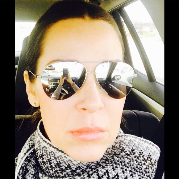 VICTORIA BECKHAM SILVER AVIATOR MIRROR SUNGLASSES main image 7