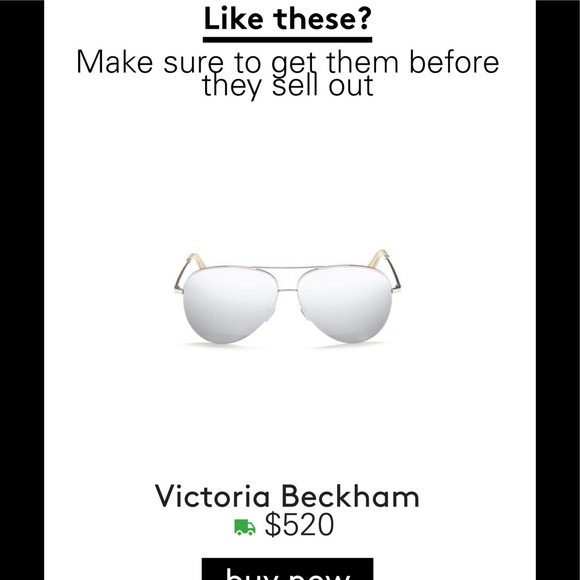 VICTORIA BECKHAM SILVER AVIATOR MIRROR SUNGLASSES