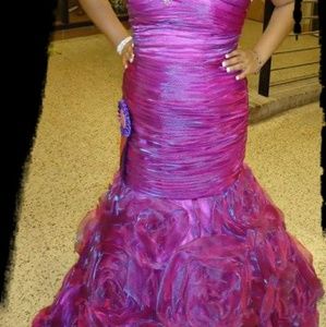 Purple sweet heart strapless dress