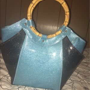 Turquoise and Black Tiki Bag