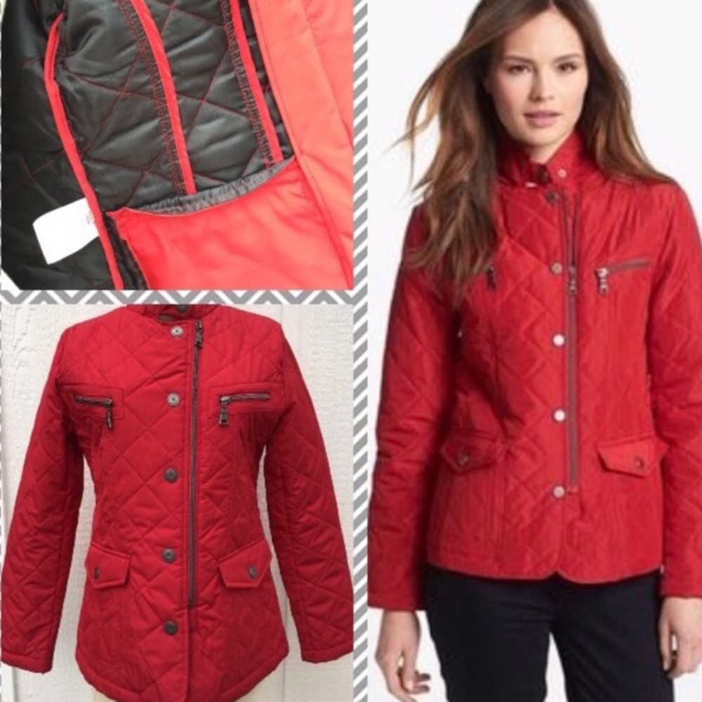 Red Quilted Jacket XS NWOT - Picture 2 of 5
