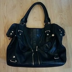 Black Satchel with Zipper Detail