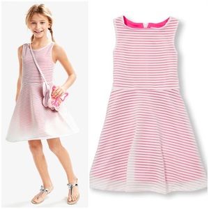 Sleeveless Jacquard Striped Flare Dress