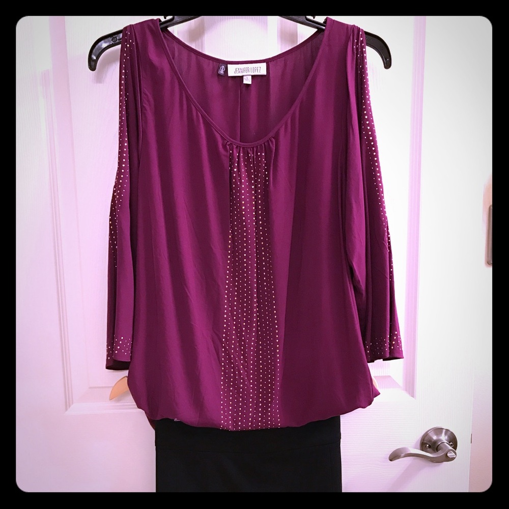 Sexy Amethyst JLo Cold Shoulder Top