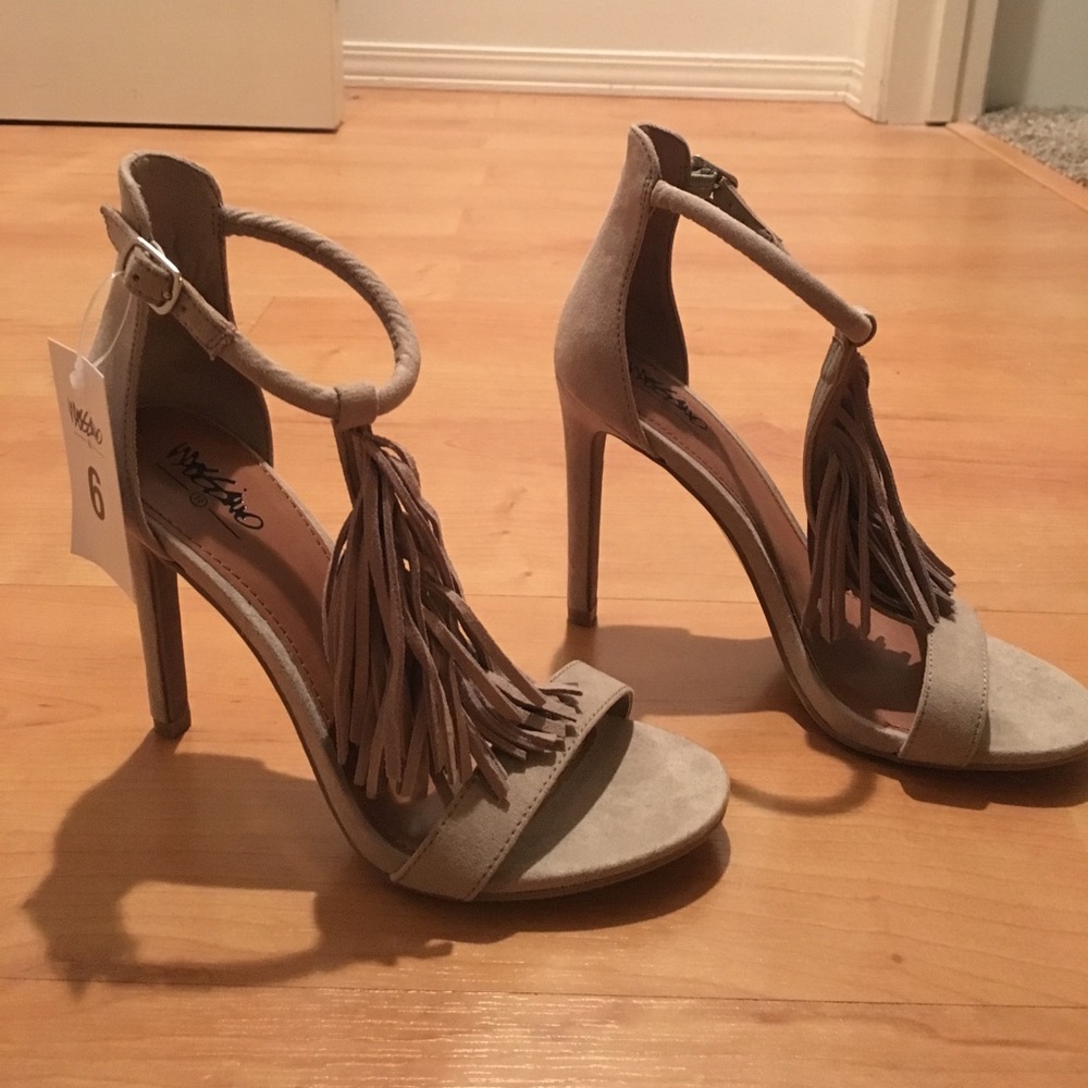 Suede Fringe Heels