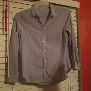 Baker collection blue and white strip button up