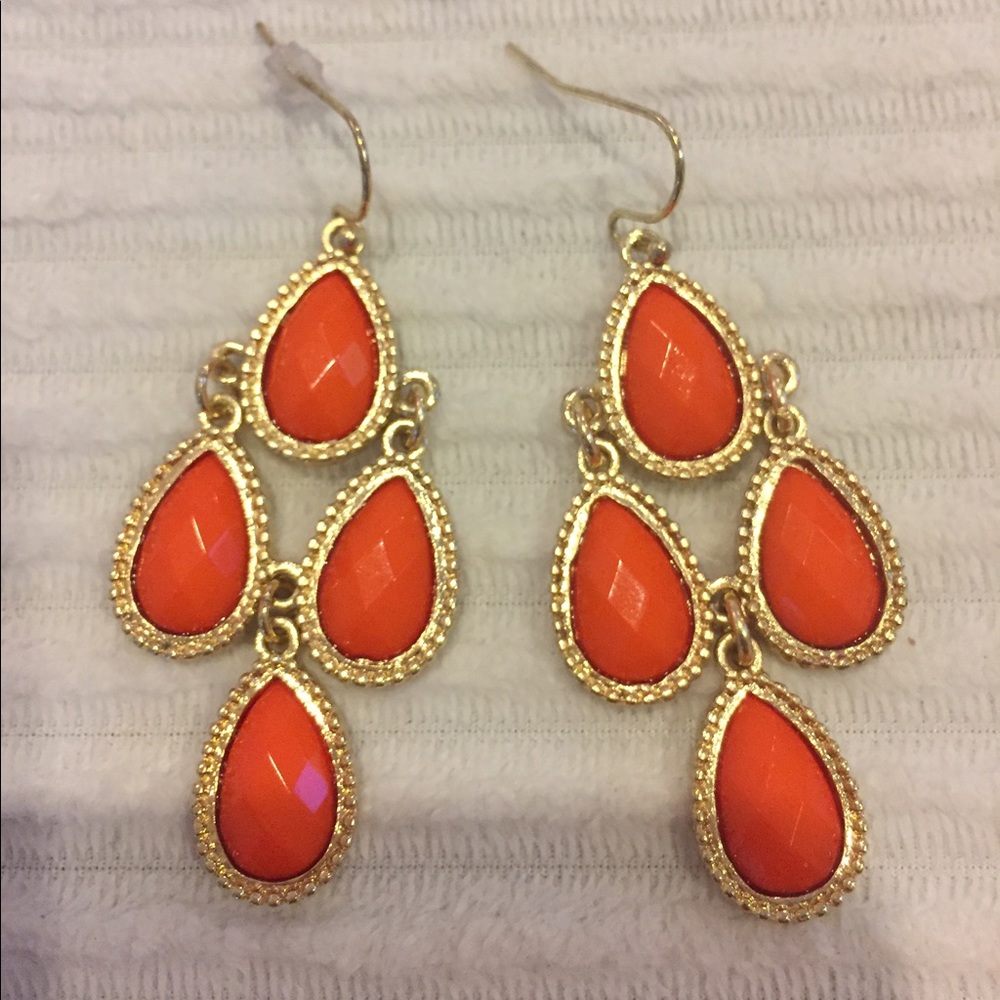 Orange earrings and bracelet