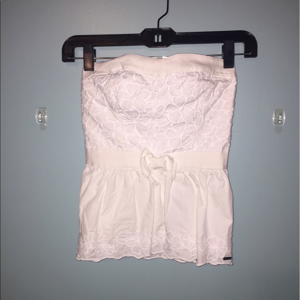 Hollister white floral embroiders top