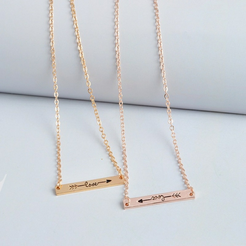 Gold Aztec Arrow Love Bar Pendant Necklace - Picture 2 of 8