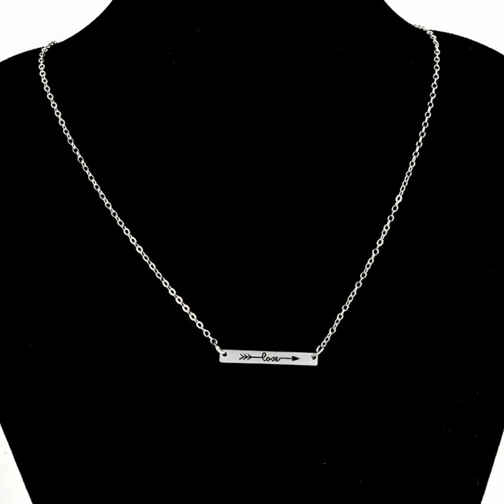 Gold Aztec Arrow Love Bar Pendant Necklace - Picture 6 of 8