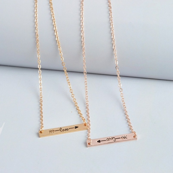 Gold Aztec Arrow Love Bar Pendant Necklace - Picture 2 of 8