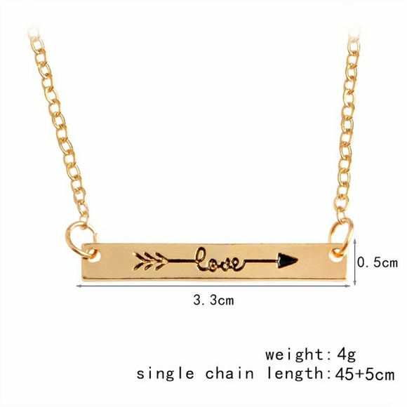 Gold Aztec Arrow Love Bar Pendant Necklace - Picture 4 of 8