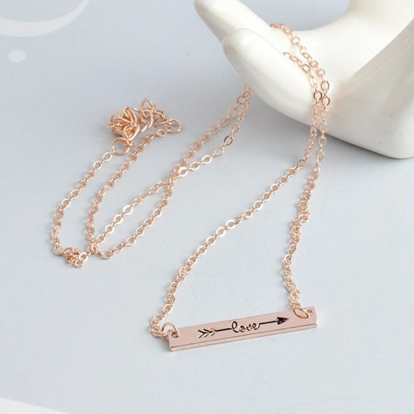 Gold Aztec Arrow Love Bar Pendant Necklace - Picture 5 of 8