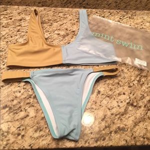 Tan and blue Mint Swim bikini