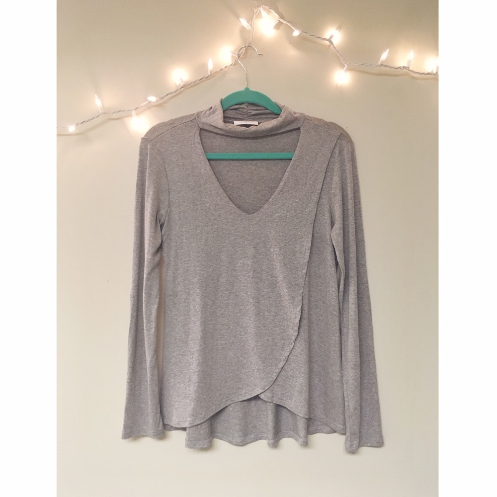 Long sleeve wrapped front top