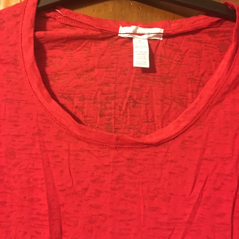 Cotton/polyester long sleeve sheer t shirt