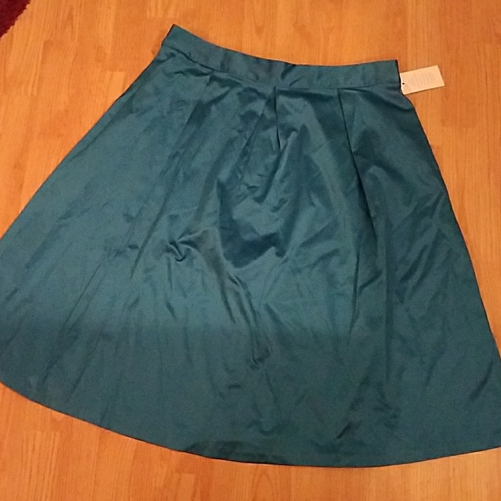 Blue Satin A-line Skirt