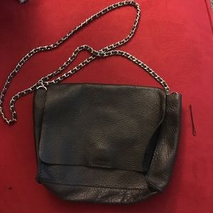 Zara raw leather hem cross body purse