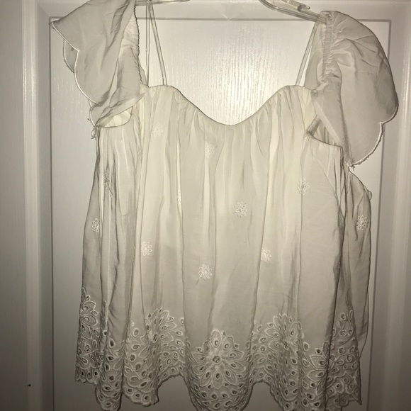 White eyelet off the shoulder top - Picture 2 of 5