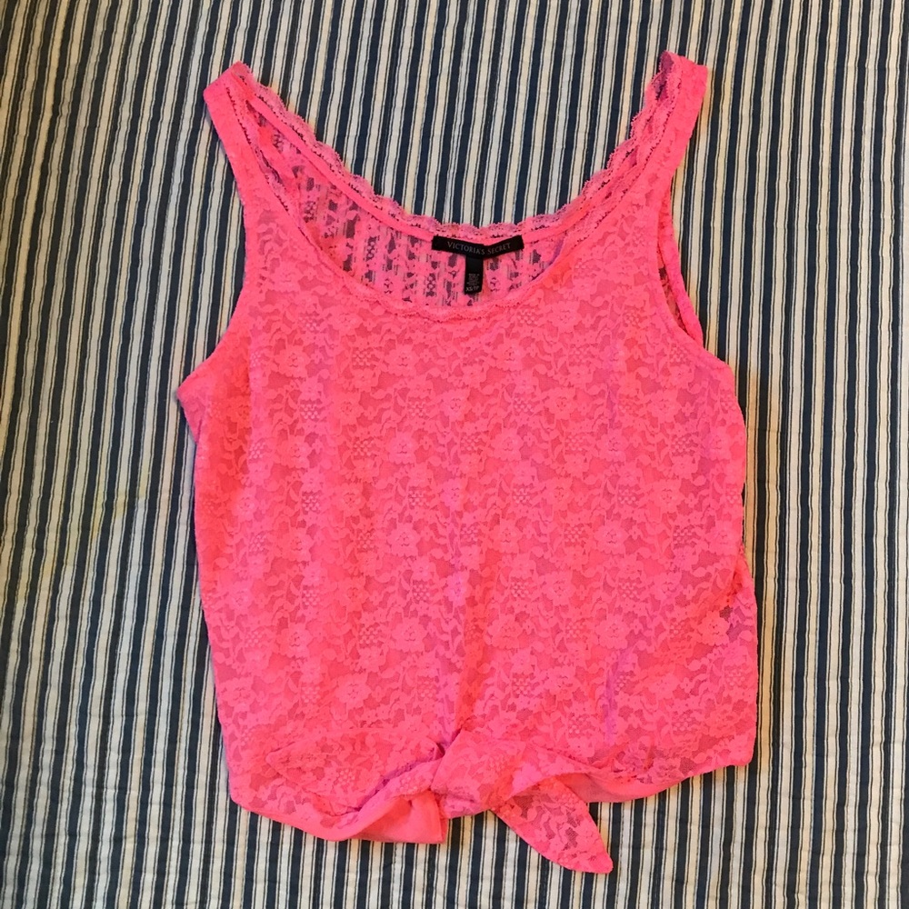 Pink Victoria Secret Lace Crop Tank Top