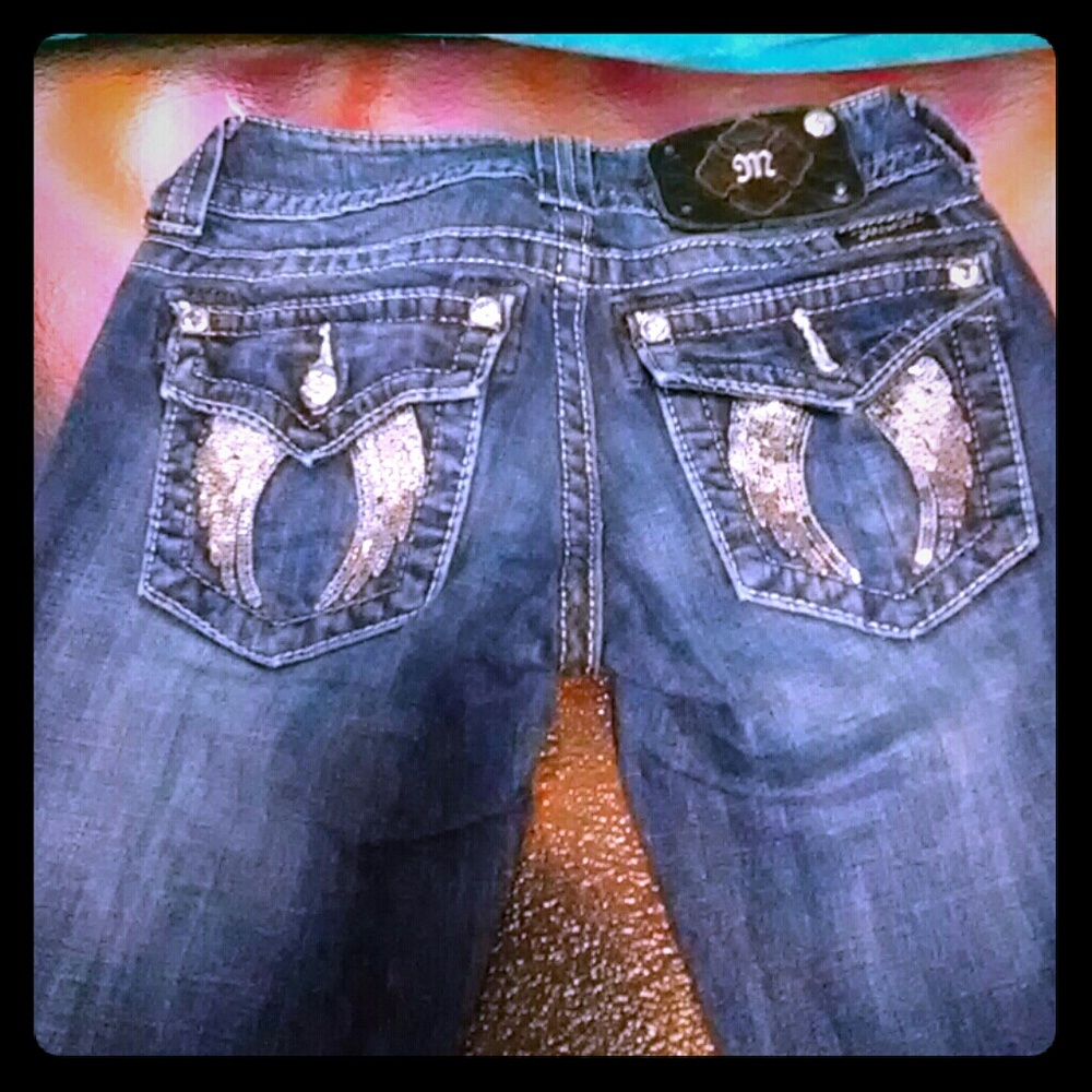 Skinny Leg Miss Me Jeans Angel Wing Pocket