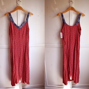 NWT Vintage 90s Safety Pin Red Blue Floral Dress