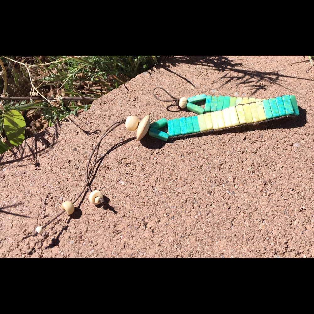 Stunning artisan jade beads woven bracelet UNIQUE!