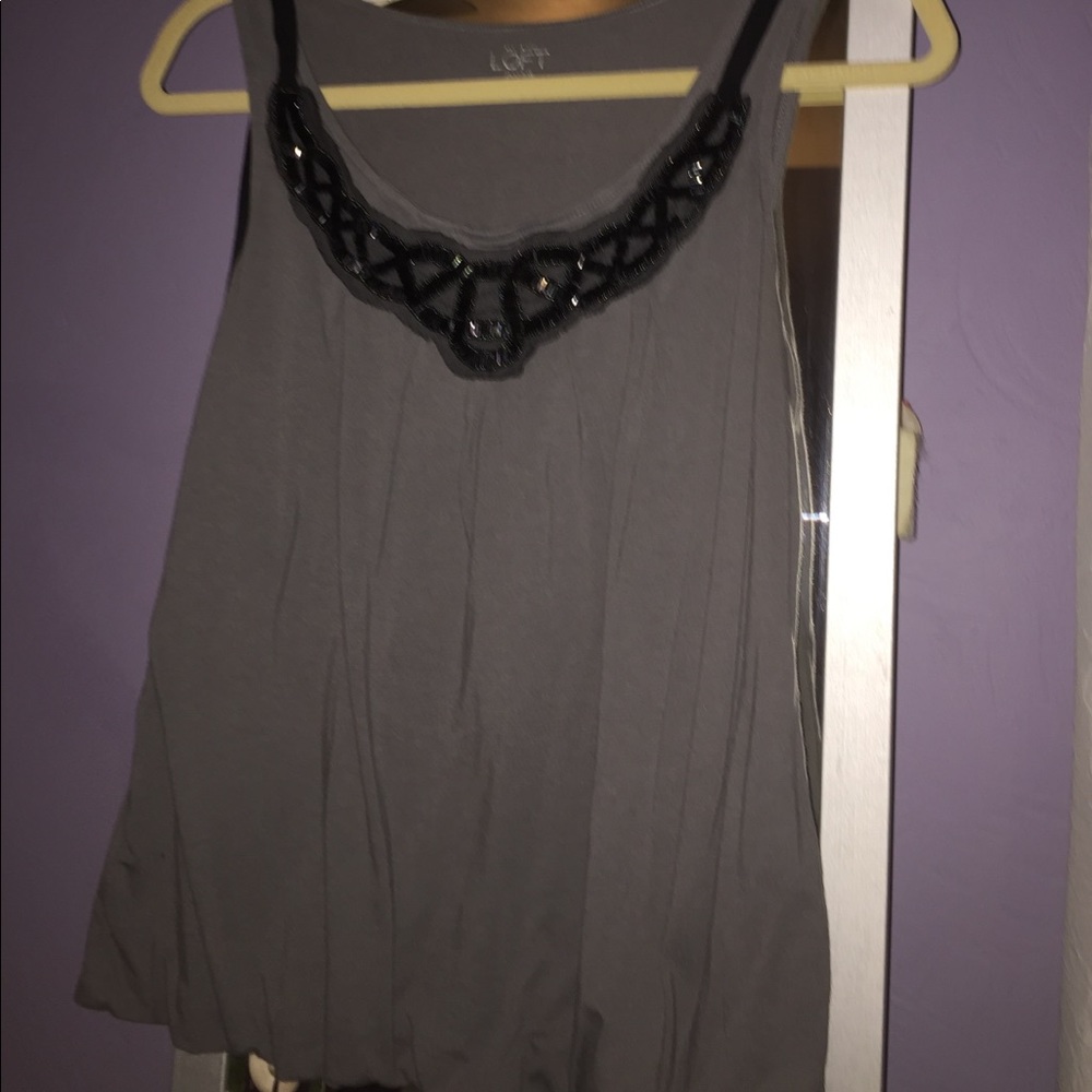 Grey and black tank with embellishments