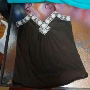 Brown Abercrombie Tank Top with embellishment