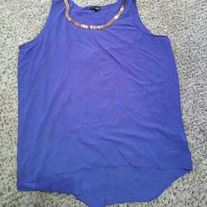 Open back blue chain top