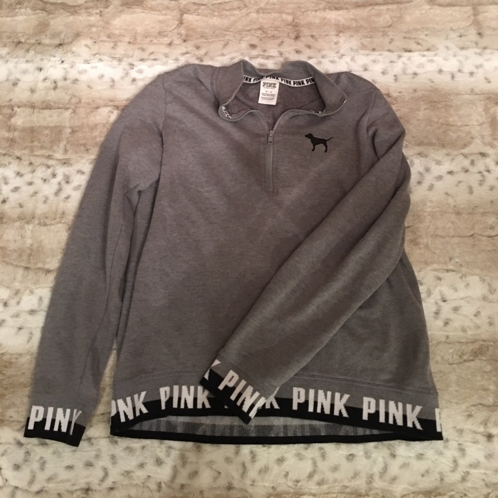 Victoria's Secret PINK gray quarter zip hoodie