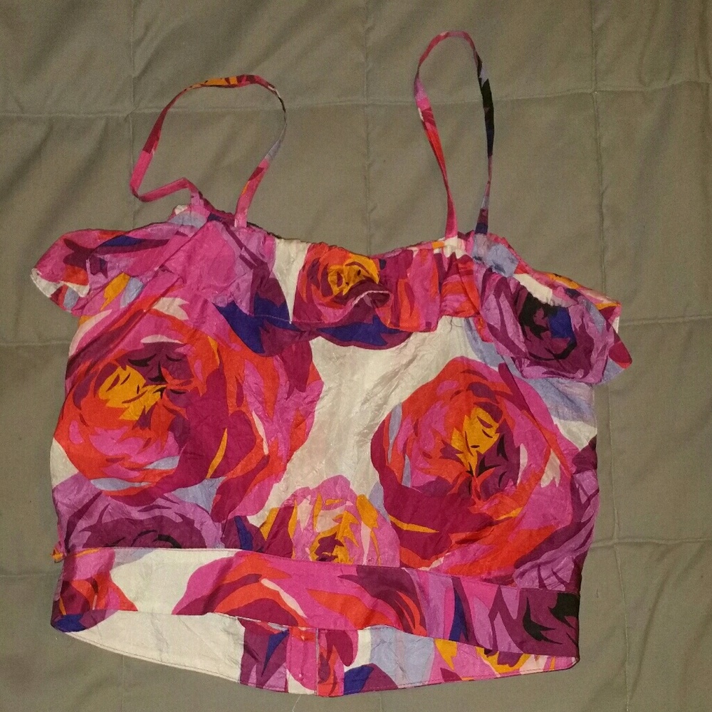 Nanette Lepore Floral Crop Top Silk New 2 - Picture 2 of 3