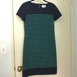 Navy and green striped dress